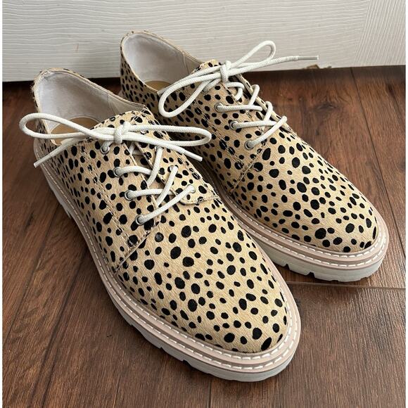 DOLCE VITA Shoes - DOLCE VITA Martie Lace-Up Leopard Print Calf Hair Lug Sole Oxford Shoes Sz 11